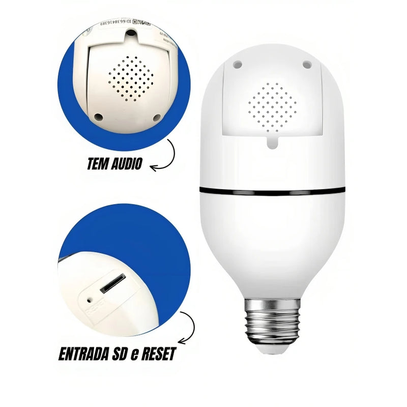 Câmera Ip Lâmpada Smart Wi-Fi Full Hd Visão Noturna  - Interna