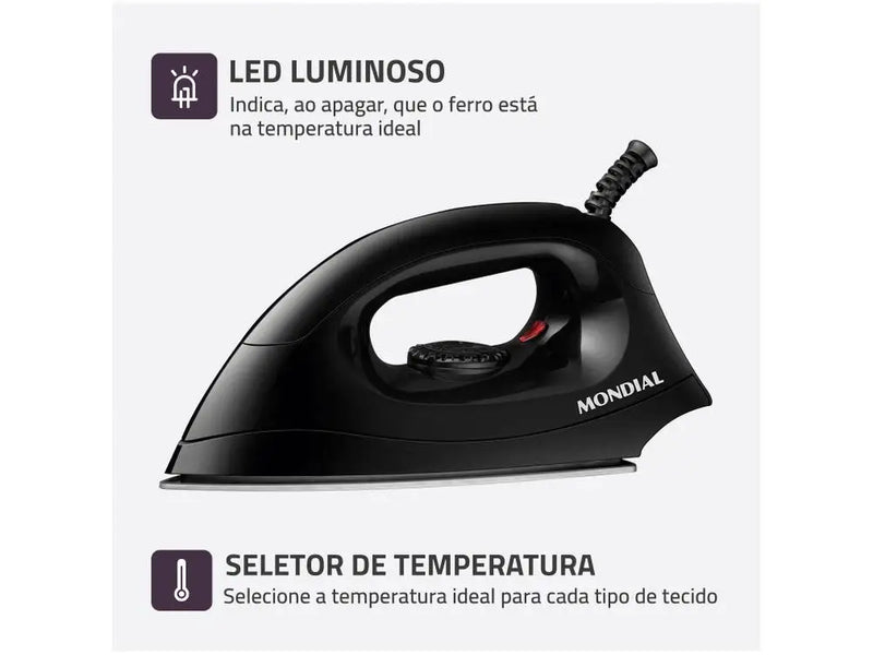 Ferro de Passar Roupa a Seco Mondial FSN-55-B - 110V